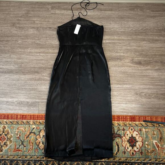 NWT Reformation Cana Black Halter Top Back Slit Long Occasion Dress (Sz 12) - Picture 4 of 13